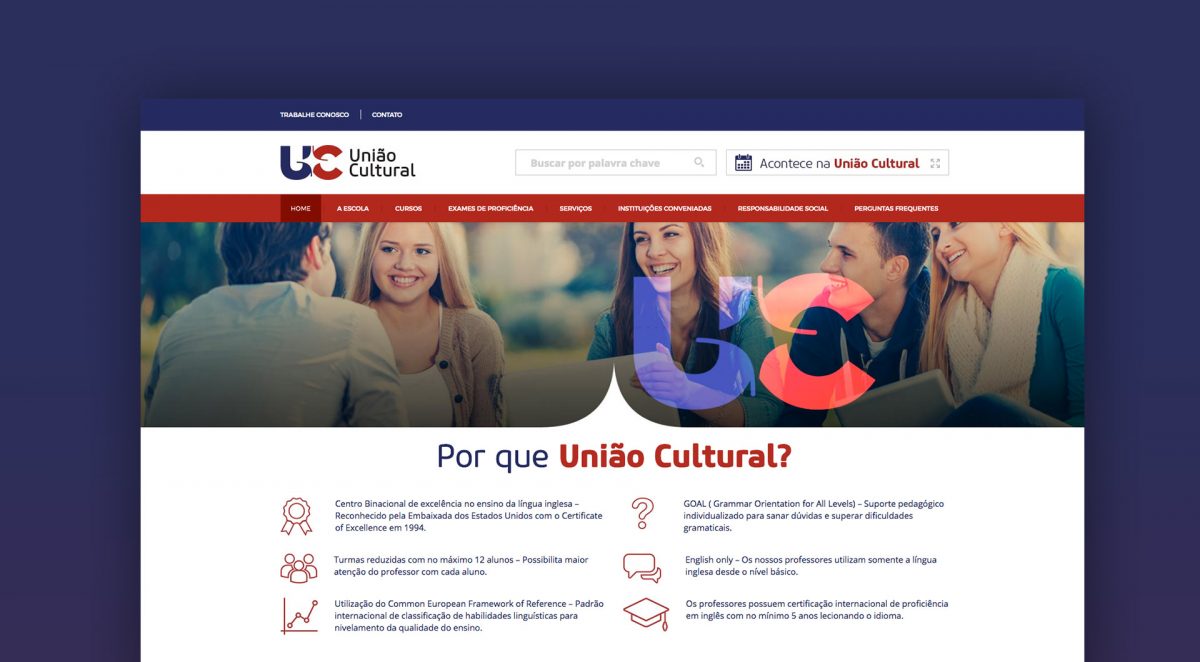 tela principal de site União Cultural