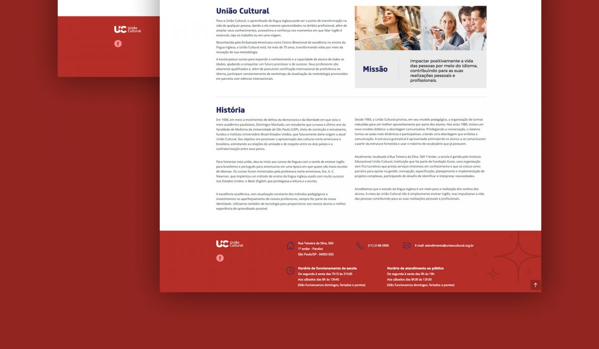 telas de site União Cultural criado pela Unitri Design
