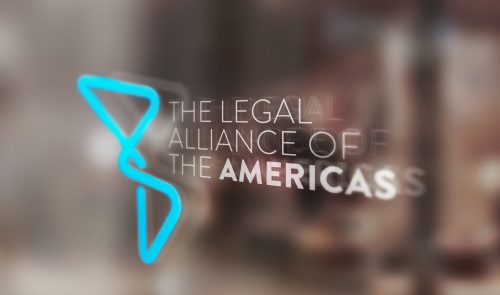 aplicação em vidro e sinalização The Legal Alliance of The Americas