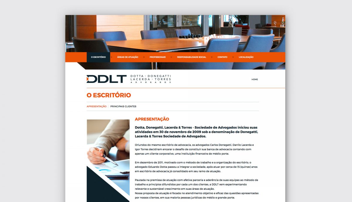 Tela do site DDLT Advogados