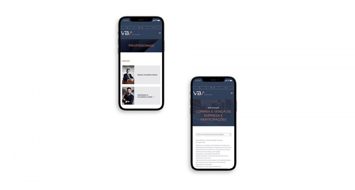 VBA Advogados apresentação site mobile desenvolvido pela Unitri Design