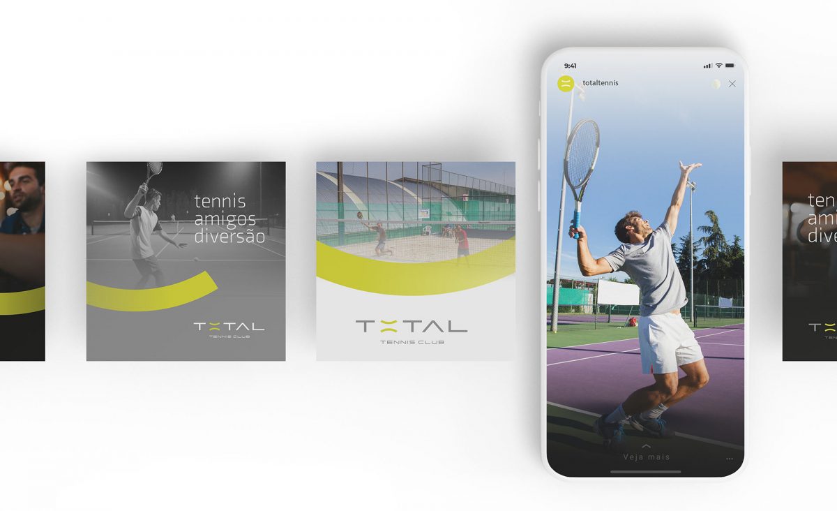 Aplicação de Identidade Visual Total Tennis Club desenvolvido pela Unitri Design