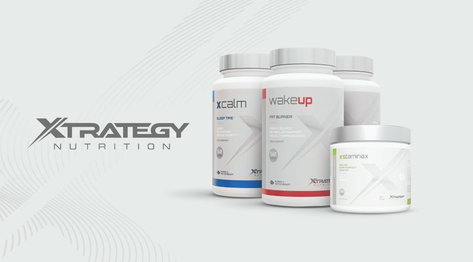embalagens Xtrategy Nutrition desenvolvidas pela Unitri Design