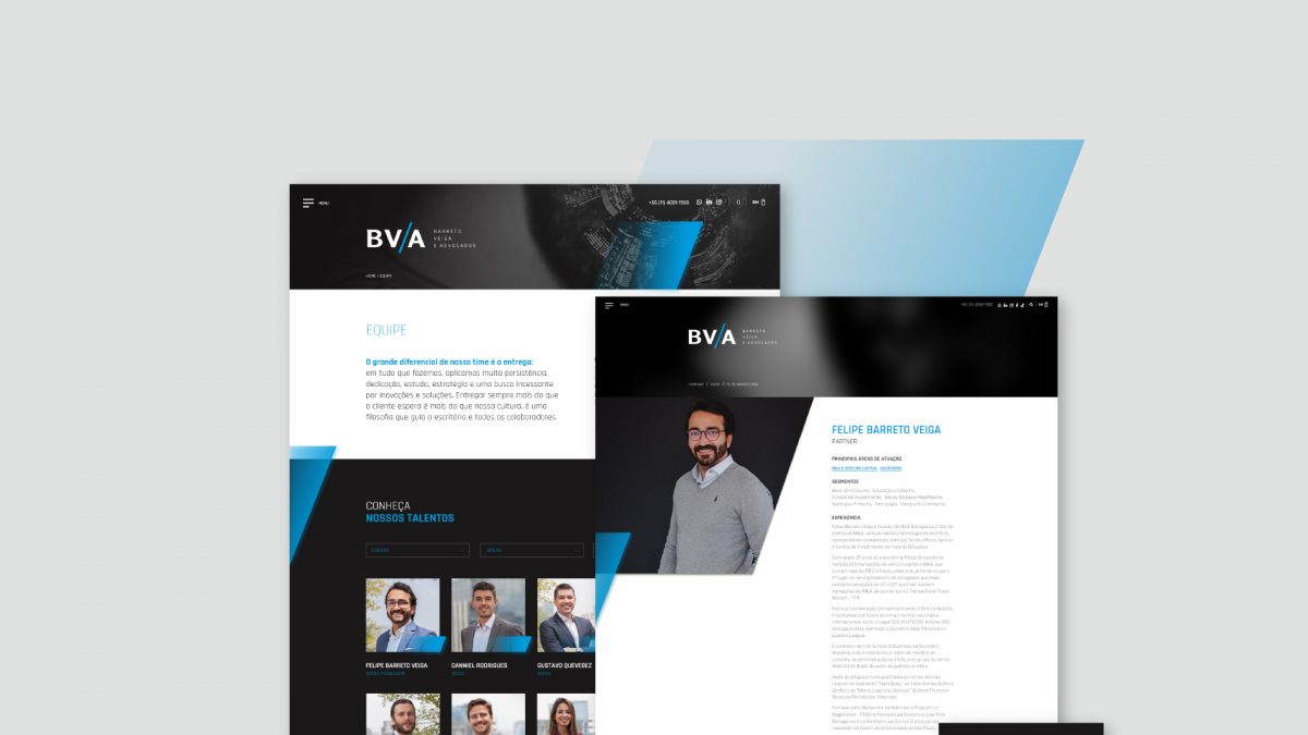 apresentação de site Barreto Veiga e Advogados, BVA, desenvolvido pela Unitri Design