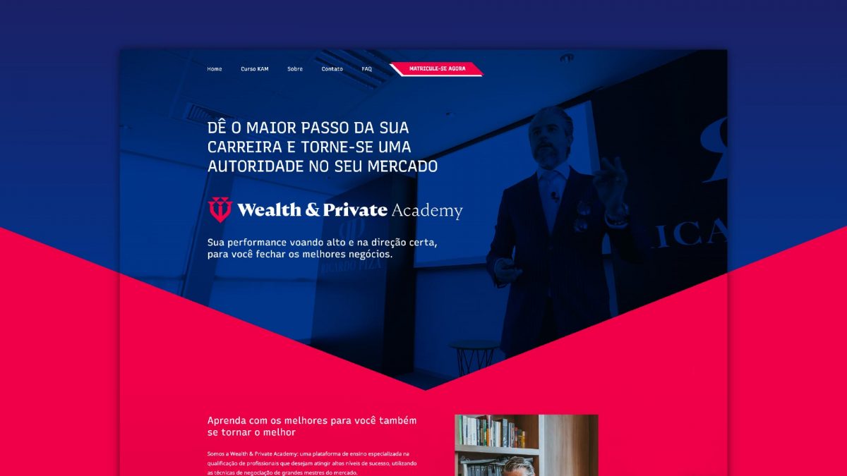 apresentação de site Wealth & Private Academy, desenvolvido pela Unitri Design