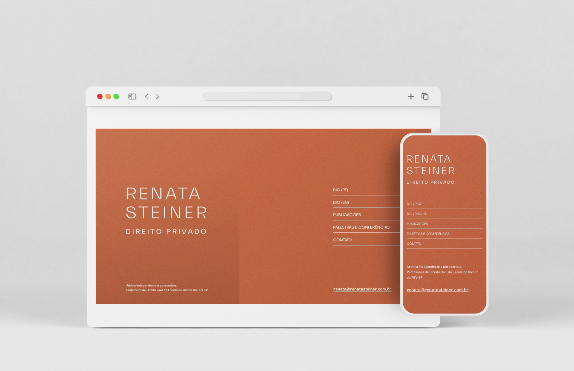 Site Renata Steiner Direito Privado desenvolvido pela Unitri Design