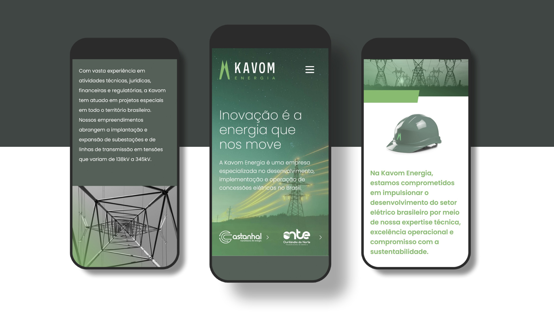 Site KAVOM Energia desenvolvido pela Unitri Design