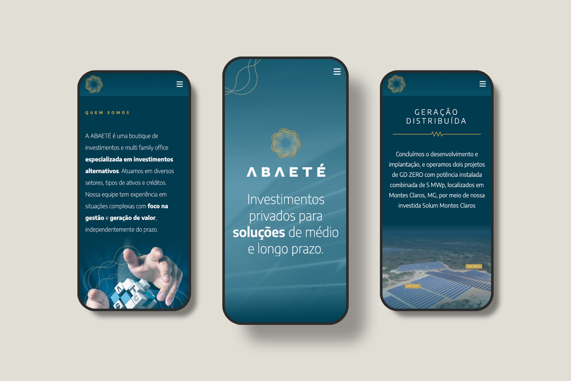 Site Abaeté Investimentos criados pela Unitri Design