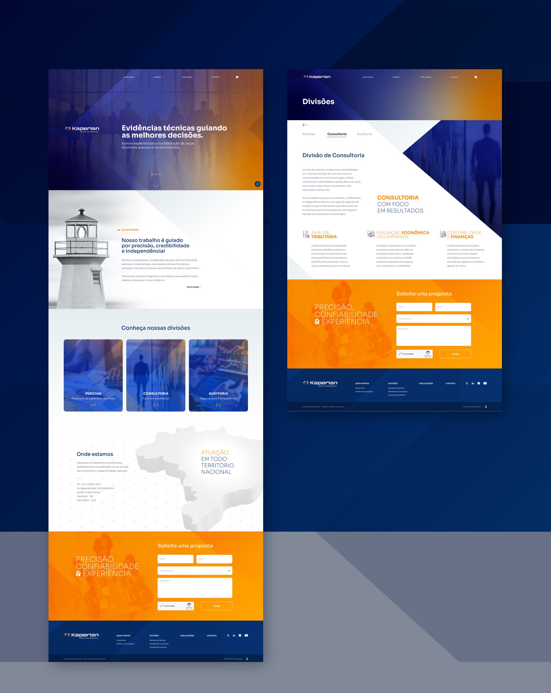 Logotipo, Identidade Visual e Site Kaperian Pericia Empresarial criados pela Unitri Design