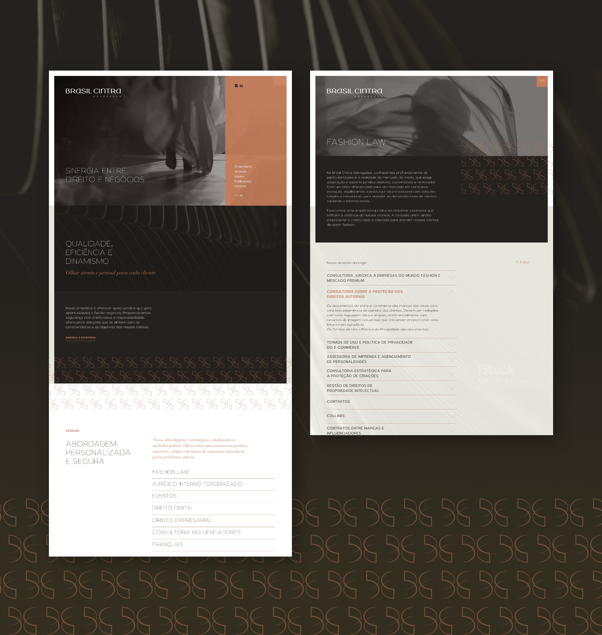 Logotipo, Identidade Visual e Site Brasil Cintra Advogadas criados pela Unitri Design