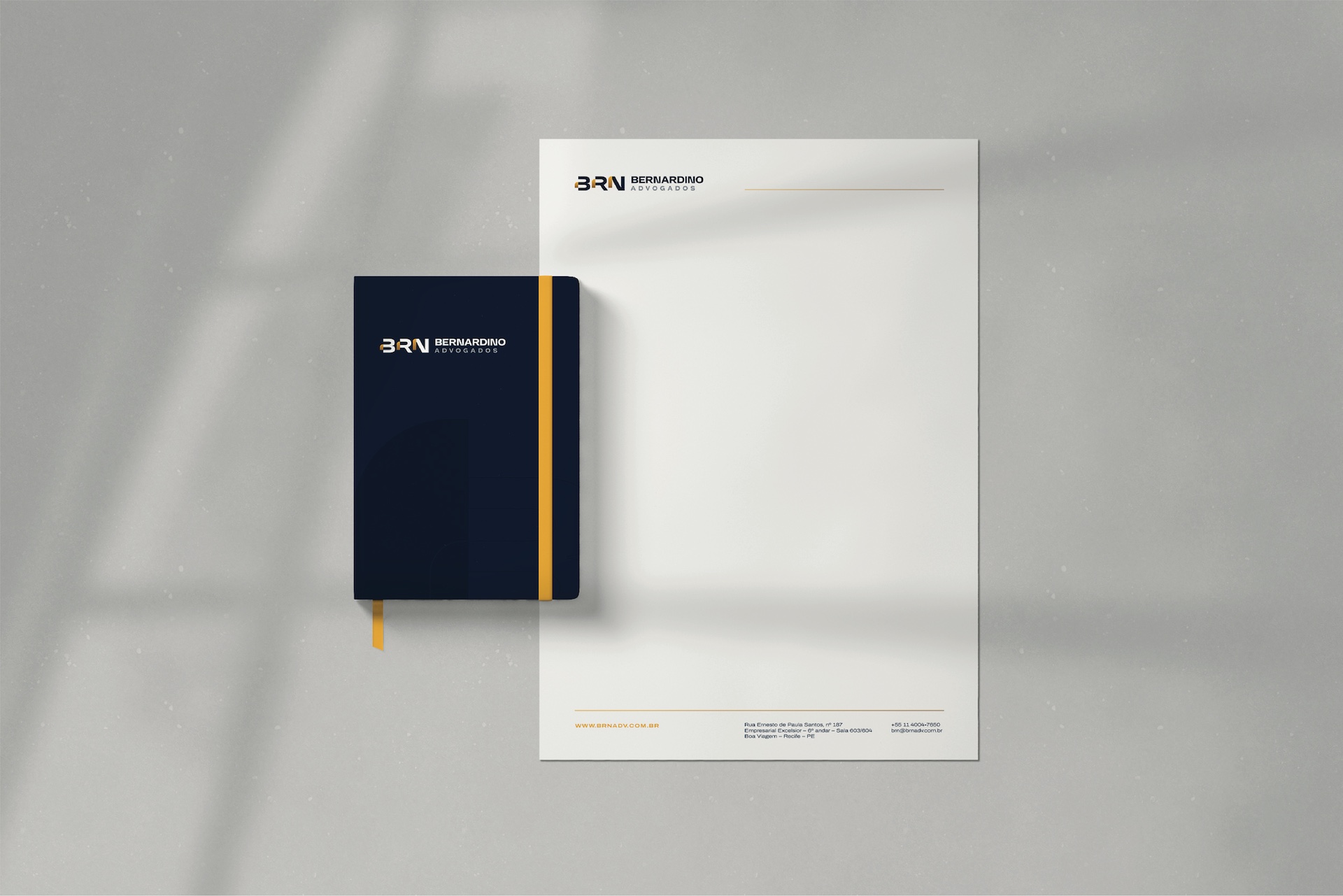 Logotipo, Identidade Visual e Site BRN Bernardino Advogados criados pela Unitri Design