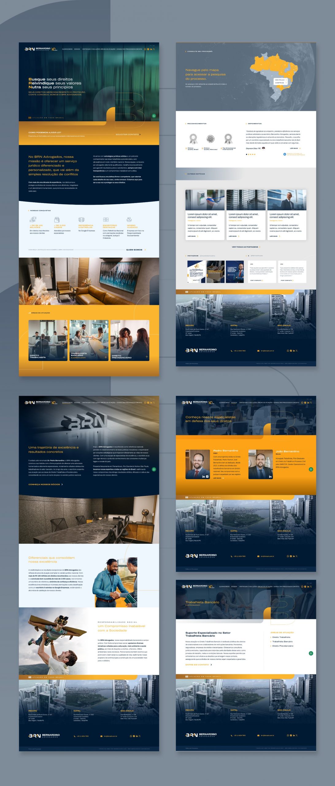 Logotipo, Identidade Visual e Site BRN Bernardino Advogados criados pela Unitri Design